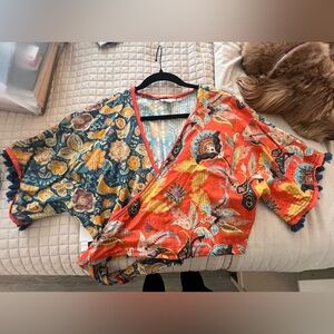 EUC cropped v neck wrap shirt from Anthropologie